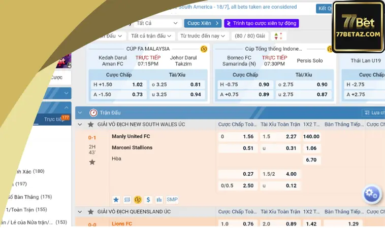 Thể thao 77BET: Những sảnh cược trực quan nên tới Thể thao 77BET: Những sảnh cược trực quan nên tới